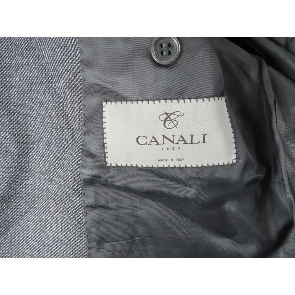 Canali Travel Blazer Mens 46R(EU56) Grey Wool Italia Tailoring Luxury Sport Coat